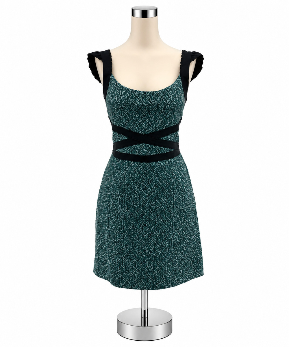Free People Magic Garden Green & Black Floral Boho Mini Dress Size Large